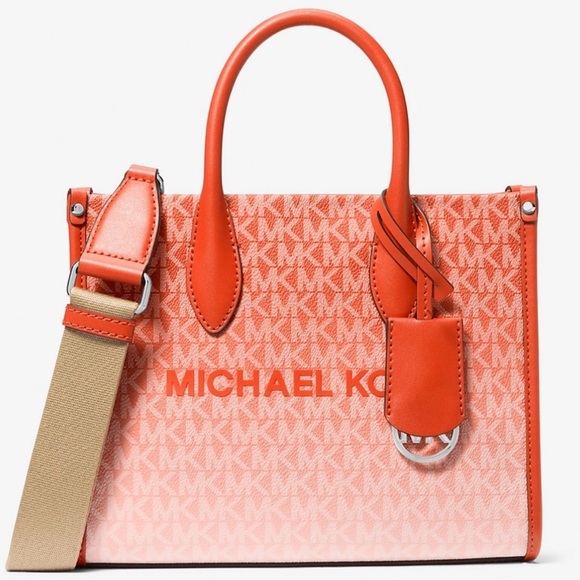 Michael Kors Mirella Small Ombré Signature Logo Crossbody Bag Red Clay - Picture 1 of 9